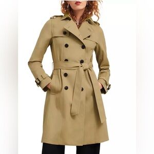 Elegant Beige Double-Breasted Trench Coat